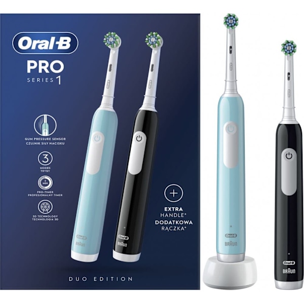 Oral-B | Electric Toothbrush | Pro Series 1 Duo | Rechargeable | For adults | Number of brush heads included 2 | Number of teeth brushing modes 3 | Bl