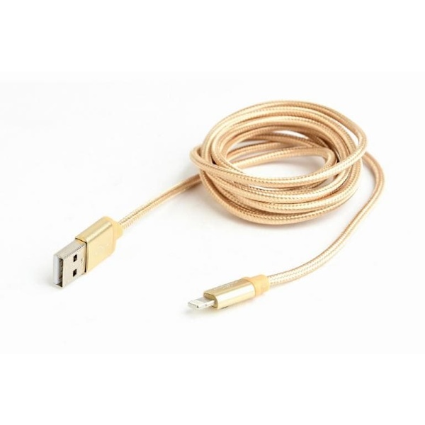 Gembird cotton braided USB Lightning 1.8m Gold