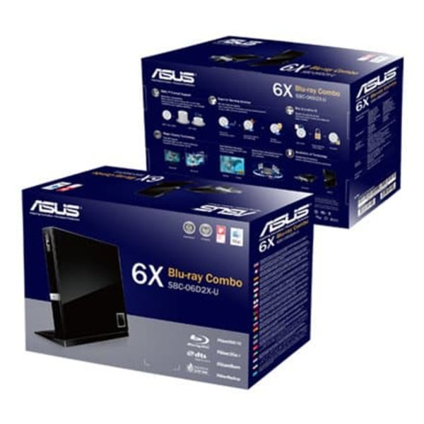 BDCombo ASUS SBC-06D2X-U - slim portable 6X Blu-ray combo burner Retail
