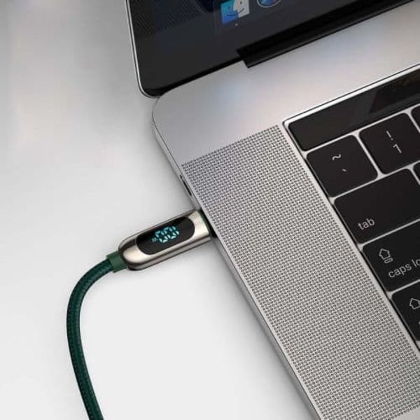 CABLU alimentare si date Baseus Display, Fast Charging Data Cable pt. smartphone, USB Type-C la USB Type-C 100W, braided, display, 1m, negru "CATSK-B0