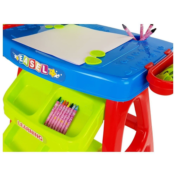 Educational Drawer Table with Projector 36 Pictures Crayons Templates Blue and Red