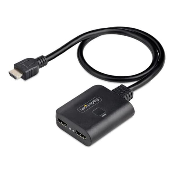 StarTech 2-Port HDMI Splitter - 4K 60Hz, 1 In 2 Out, 50cm - USB or mains operation