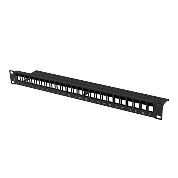 Patch panel pusty 24 porty 1U 19 cali czarny do modułów keystone