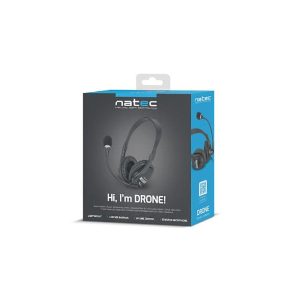 NATEC Drone Headset Wired Head-band Calls/Music Black, Orange
