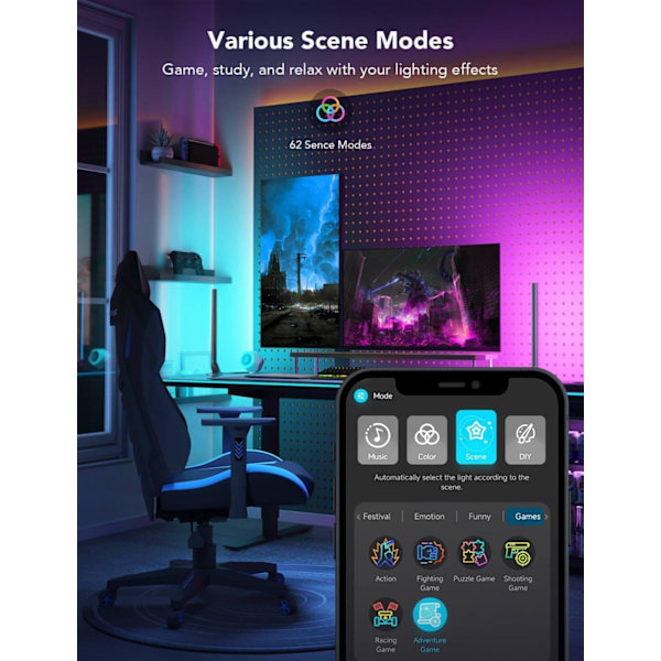 GOVEE H6047 SMART LED LIGHTS RGBIC, WI-FI, ALEXA, GOOGLE ASSISTANT