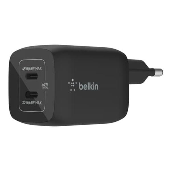 BELKIN 65 W DUAL USB-C GAN/LADEGERAET MIT POWER DELIVER 3.0 Svart
