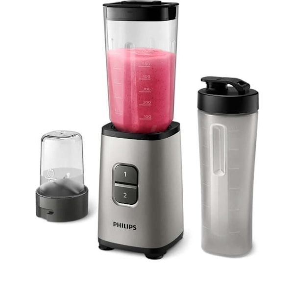 Philips Mini Blender | HR2604/80 Daily Collection | Tabletop | 350 W | Jar material Plastic/Glass | Jar capacity 0.6+0.6 L | Ice crushing | Pearl meta