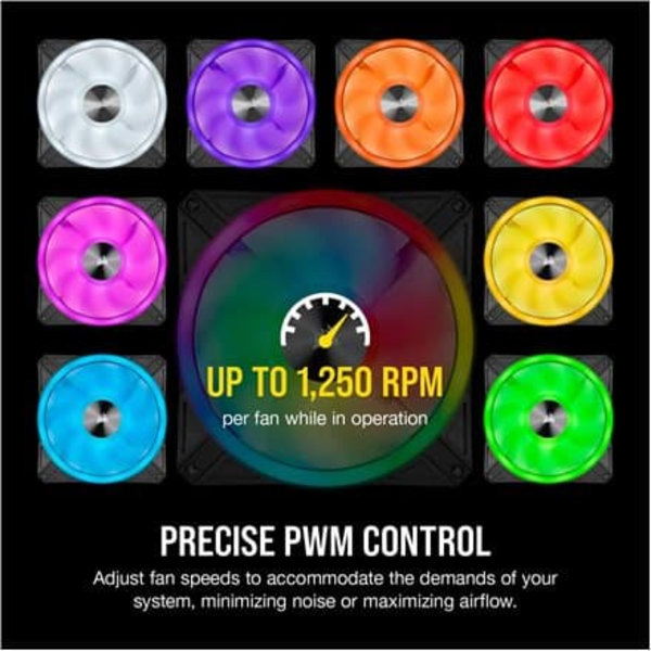 CORSAIR iCUE QL140 RGB 140mm PWM Dual Fan Kit with Lighting Node CORE