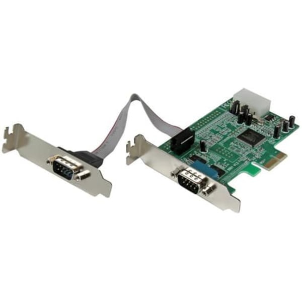 StarTech.com 2 Port Low Profile Native RS232 PCI Express Serial Card with 16550 UART - PCIe RS232 - PCI-E Serial Card (PEX2S553LP) - serial adapter - Grønn