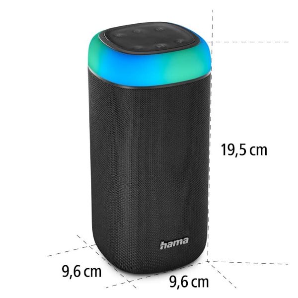 Hama "Shine 2.0" Bluetooth® Loudspeaker, LED, Splash-Protected, 30W, blk