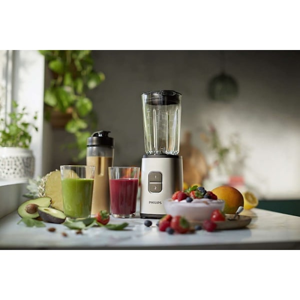 Philips Mini Blender | HR2604/80 Daily Collection | Tabletop | 350 W | Jar material Plastic/Glass | Jar capacity 0.6+0.6 L | Ice crushing | Pearl meta