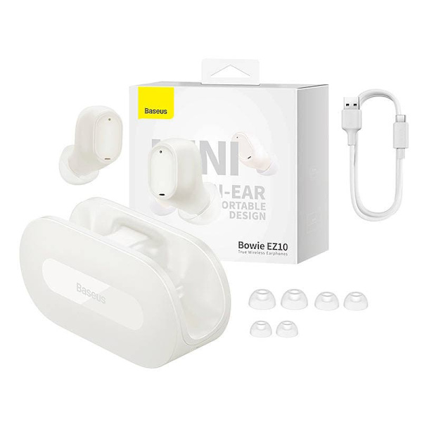 Baseus Earphone Bluetooth Bowie EZ10 BT 5.3, TWS, White EU (A00054300226-Z1)