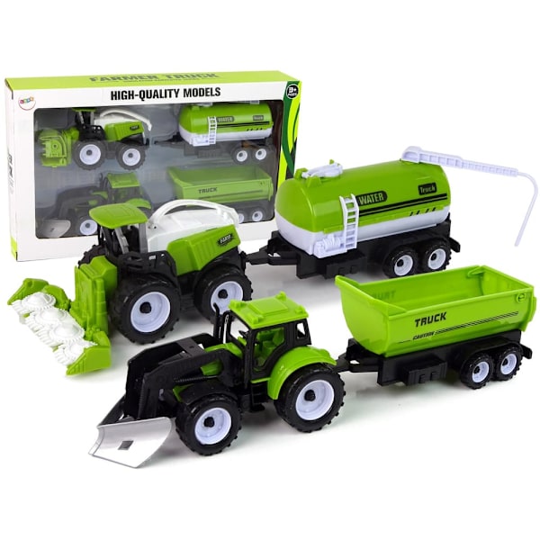 Farm Vehicle Set Tractor Harvester Tanker Semi-trailer