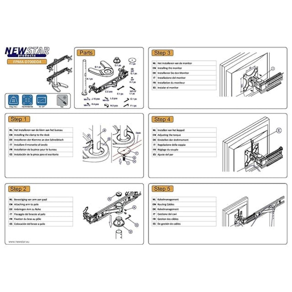 Suport cvadruplu mon. birou NM 19"-30" "FPMA-D700DD4"