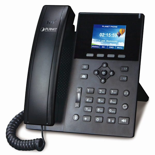 Planet VIP-1260PTVoIP telefon, HD audio G.722/Opus, barevný LCD, Auto Provision, Dual GbE LAN, PoE, CZ menu Sort
