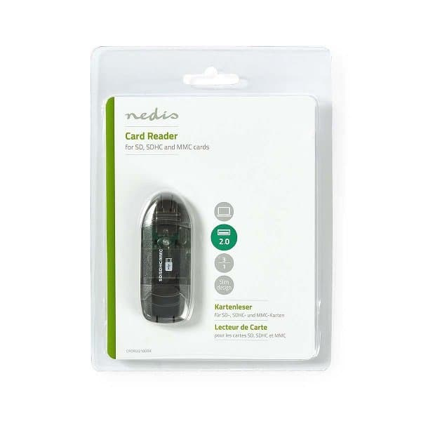 NEDIS čtečka paměťových karet/ MMC / SD / SDHC / USB 2.0/ černá