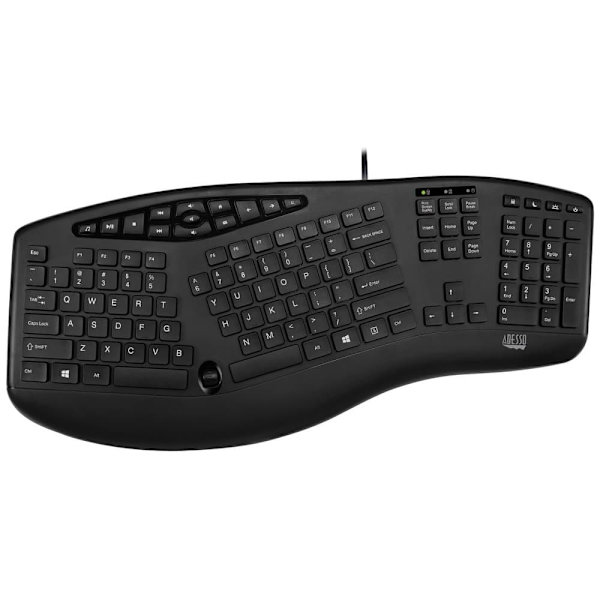Adesso AKB-160UB/ drátová klávesnice/ multimedia/ ergonomická /scroll kolečko/ USB/ černá/ US layout Sort