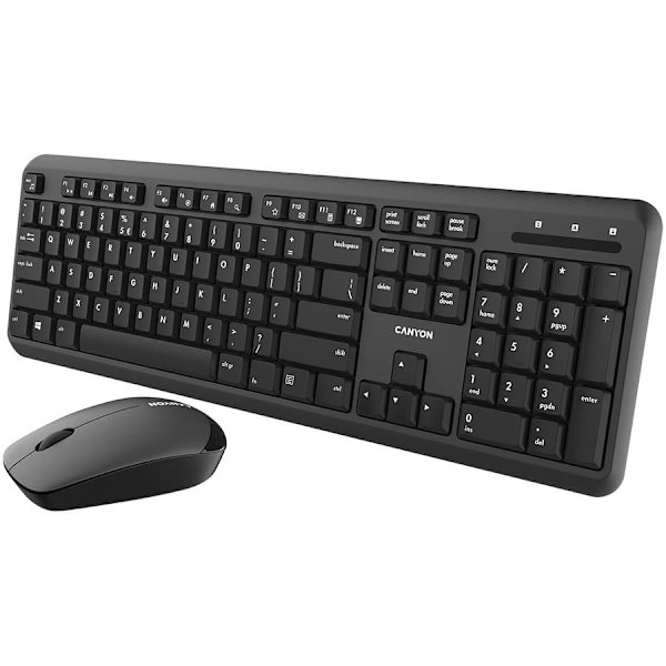 CANYON SET-W20 EN/RU Keyboard+Mouse Velvet Wireless Black Sort