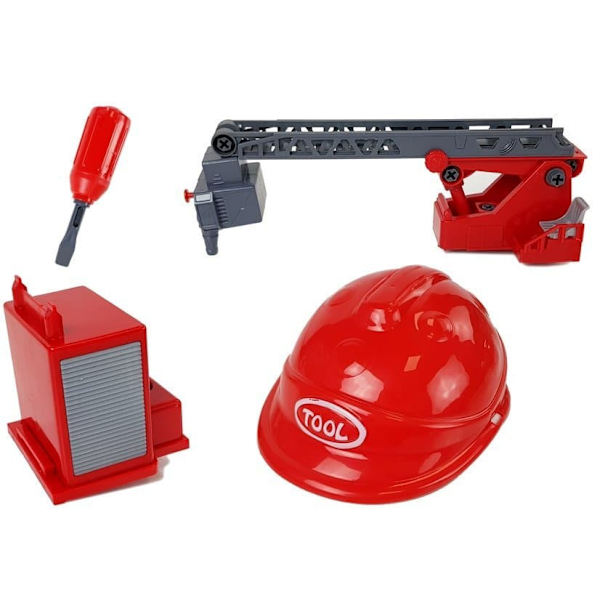 DIY Firetruck 2in1 Kit Removable Lifts Screwdriver Sound Light Effects Helmet