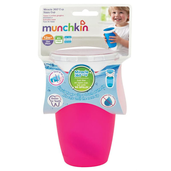 MUNCHKIN Sippy Cup, pink, Miracle 360, 12m+, 296ml,  90073