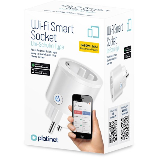 Platinet smart socket WiFi Tuya, white (454739)