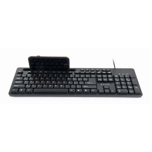 Gembird Multimedia Keyboard with Phone Stand Black
