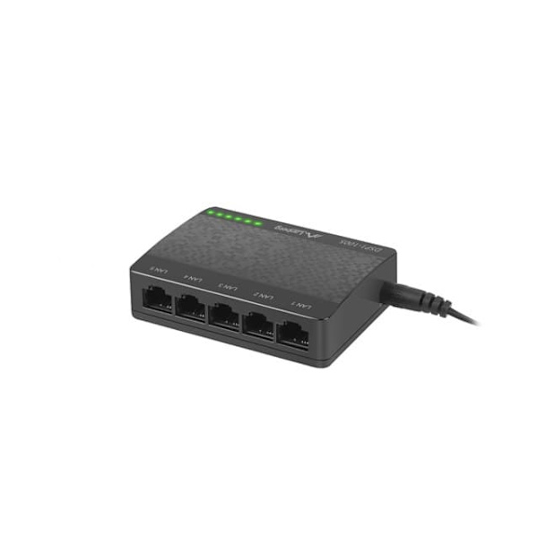 LANBERG SWITCH DSP1-1005 (5-PORT, 1GB/S) Sort, Grå