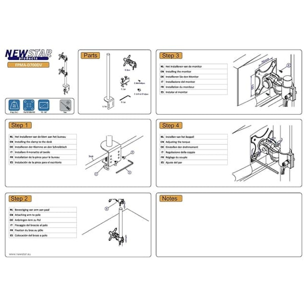 Neomounts FPMA-D700DV Monitor arm 10-27"