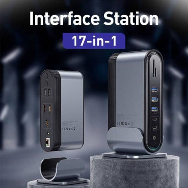 Baseus HUB Working Station Three-Screen Multifunction Type-C Adapter (CN+EU+UK) Dark Gray CAHUB-DG0G