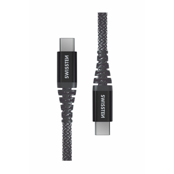 Swissten Datový kabel KEVLAR USB-C / USB-C 1,5 M, 60W, antracit