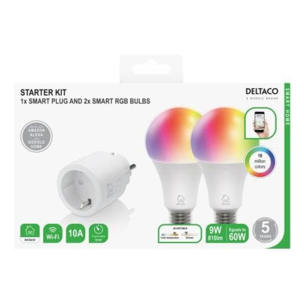 Starter kit DELTACO SMART HOME smart plug and 2x RGB LED lights / SH-KIT01