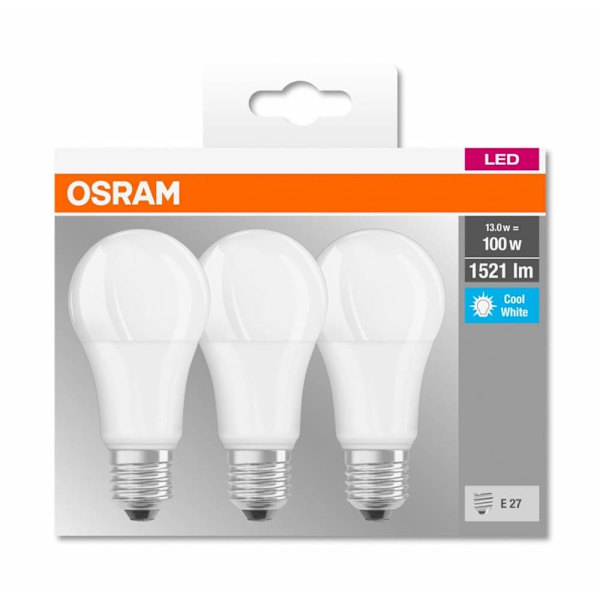SET 3 becuri LED Osram, soclu E27, putere 14W, forma clasic, lumina alb, alimentare 220 - 240 V, "000004058075819559" (timbru verde 1.35 lei)