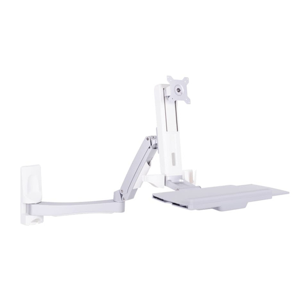 Multibrackets M Workstation Arm Single Extended | VESA 75x75-100x100 | Max 8kg | Wall | White Hvid
