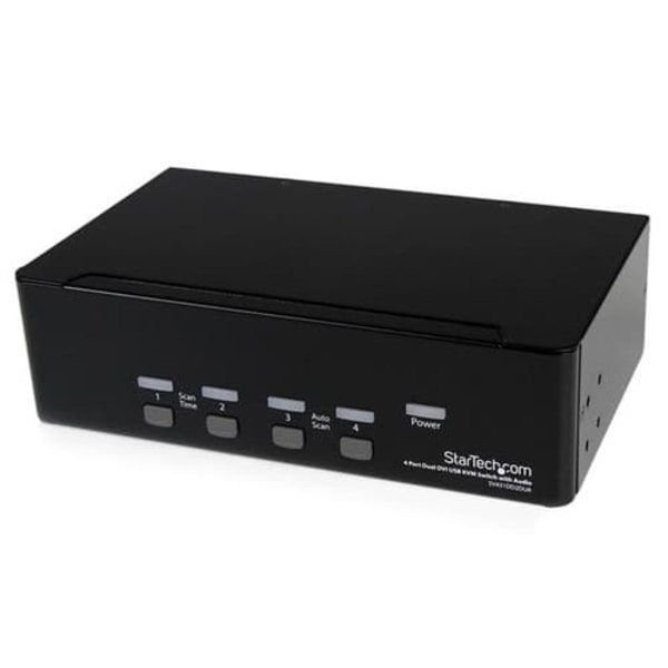 4 PORT DUAL DVI USB KVM SWITCH/IN Sort