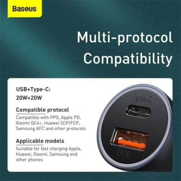 Baseus Pro Golden Contactor Сar Сharger USB / USB-C / QC4.0 / PD / SCP / 40W