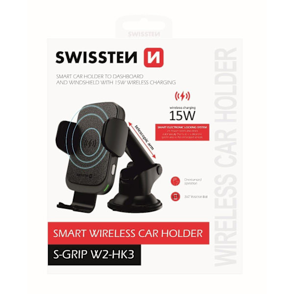 Swissten W2-HK3Car Holder with Wireless Charging 15W  for smartphones