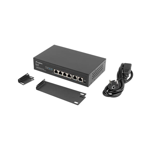 Lanberg Switch PoE+ Rack 10"/19"  RSFE-4P-2FE-60 Sort