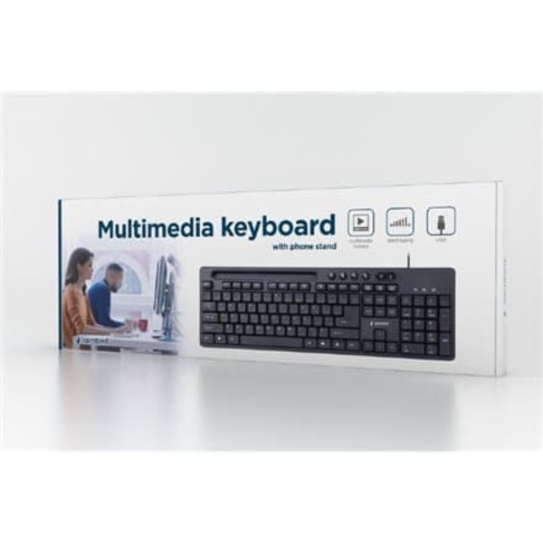 Gembird Multimedia Keyboard with Phone Stand Black