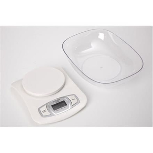 Adler AD 3137 Kitchen scales, Capacity 5 kg , Graduation 1g, Big LCD Display, Auto-zero/Auto-off, Large bowl, White | Adler | Adler AD 3137 | Maximum