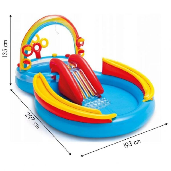 Rainbow pool with inflatable slide in box 297x193x135cm 57453NP INTEX