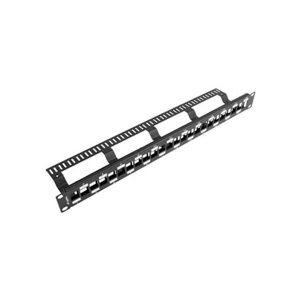 LANBERG PPKS-1224-B keystone Patch Panel Blank 24 port Staggeged 1U with Organizer Black Sort