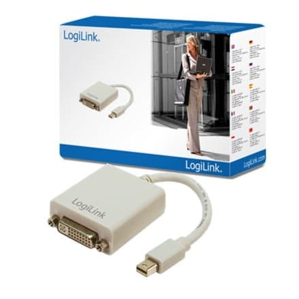 CABLU video LOGILINK, adaptor mini DisplayPort (T) 1.1 la DVI-D DL (M), 0.1m, conectori auriti, rezolutie maxima Full HD (2560 x 1600) la 60 Hz, plast