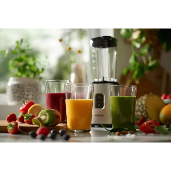 Philips Mini Blender | HR2604/80 Daily Collection | Tabletop | 350 W | Jar material Plastic/Glass | Jar capacity 0.6+0.6 L | Ice crushing | Pearl meta
