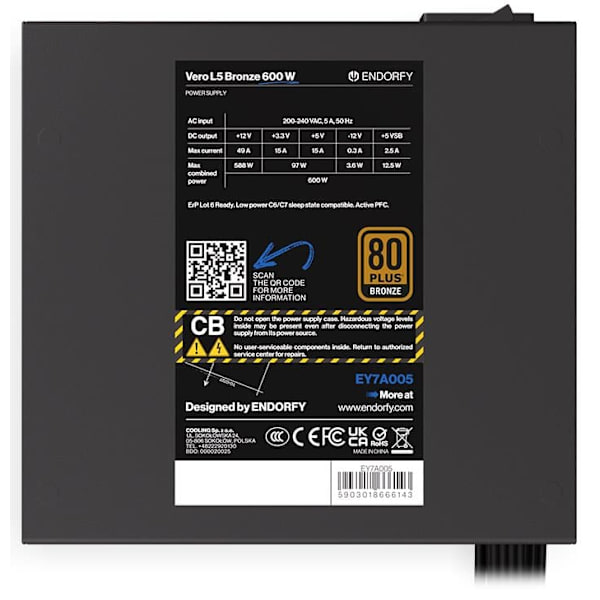 ENDORFY Vero L5 Bronze 600W power supply unit 24-pin ATX ATX Black
