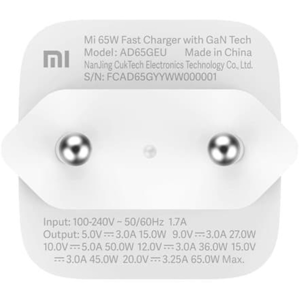 Xiaomi Fast Charger with GaN Tech Mi 3A Charger 65W