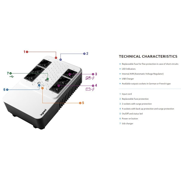 UPS Keor Multiplug 600 AVR 4+2 FR 310083