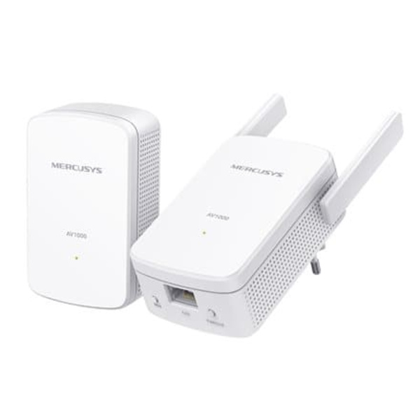 Mercusys | AV1000 Gigabit Powerline Wi-Fi Kit | MP510 KIT | 1000 Mbit/s | Ethernet LAN (RJ-45) ports 1 | 802.11n Hvid