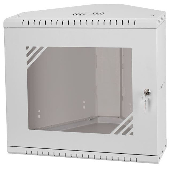 Stalflex Rack Cabinet Corner 19" 9U  330mm  Glass Door  Gray CRC19-9U-330GG