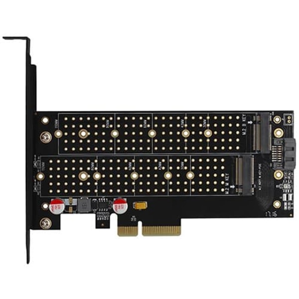 AXAGON PCEM2-D PCI-E 3.0 4x - DUAL M.2 SSD (NVMe + SATA), dual voltage, up to 110mm SSD Sort, Gull