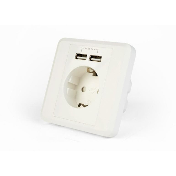 Gembird AC Wall Socket with 2 port USB Charger Vit